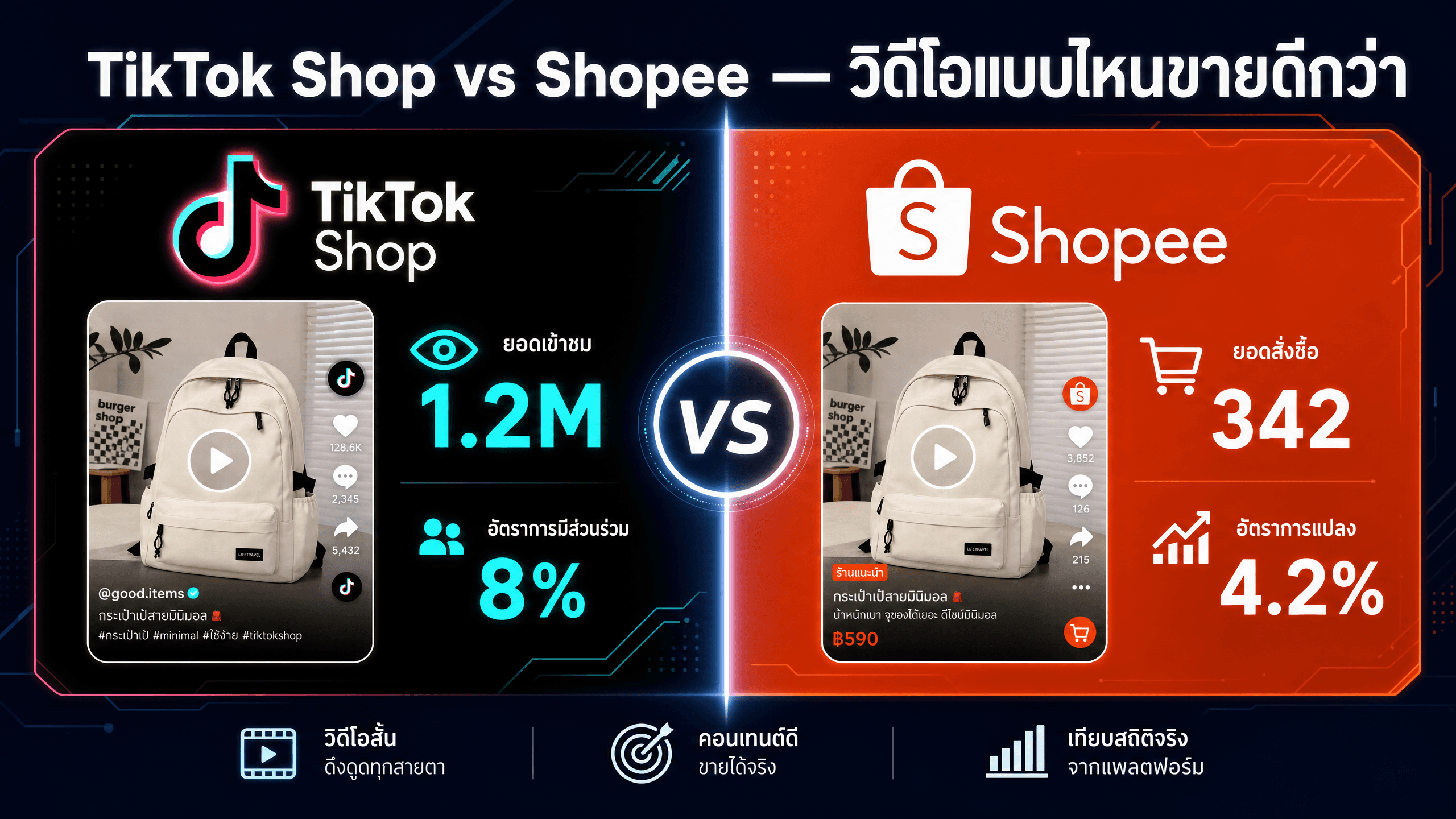 TikTok Shop vs Shopee: วิดีโอแบบไหนขายดีกว่าในแต่ละแพลตฟอร์ม
