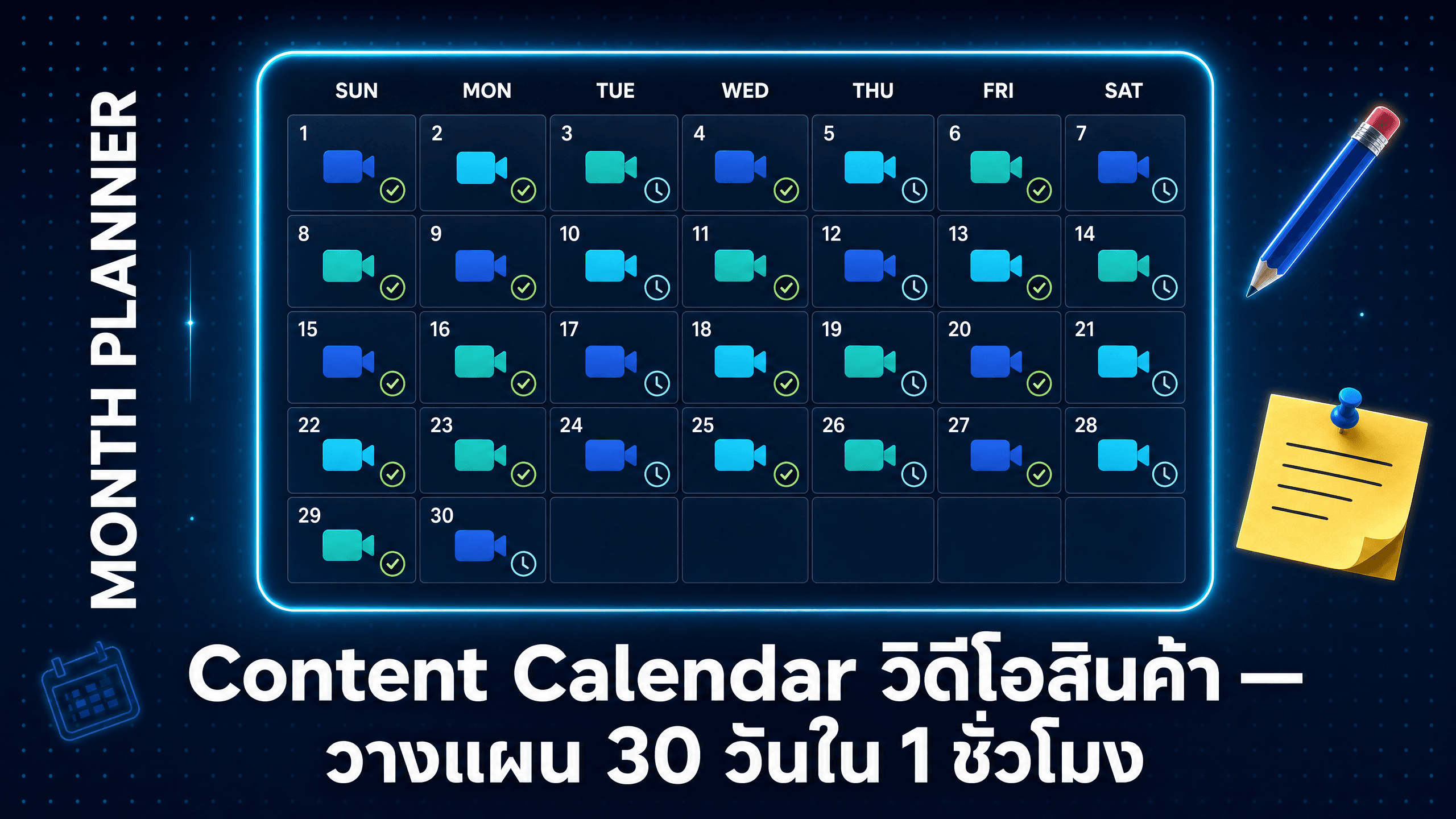 Content Calendar วิดีโอสินค้า: วางแผน 30 วันใน 1 ชั่วโมง